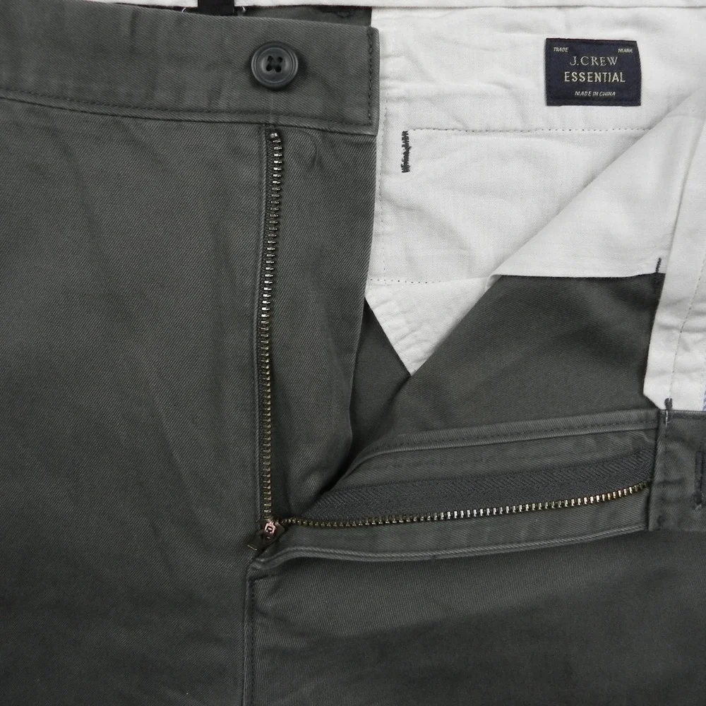 J Crew Pants Mens 36x28 Classic Fit Essential Khaki Straight Flat Front Green